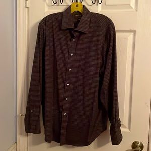Black Brown 1826 Button Down Brown Checkered Shirt Long Sleeve